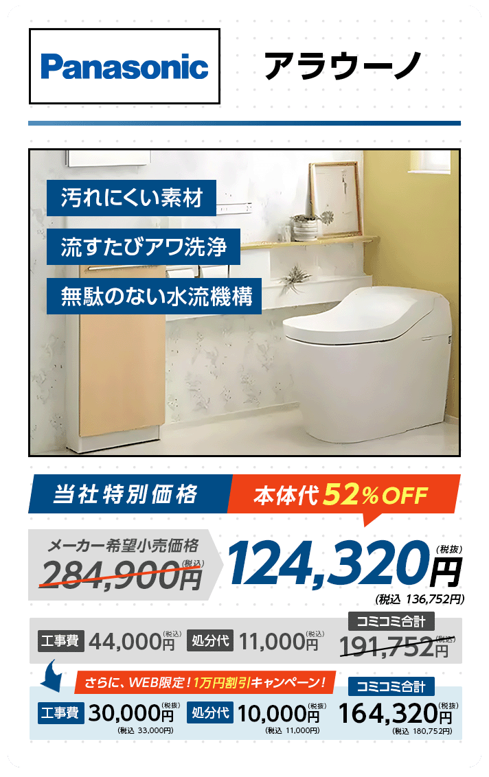 Panasonic・トイレ交換パラダイスは常に国内最安値に挑戦中！・交換パラダイス・トイレ交換・エコジョーズ交換・トイレ・安い・トイレ工事